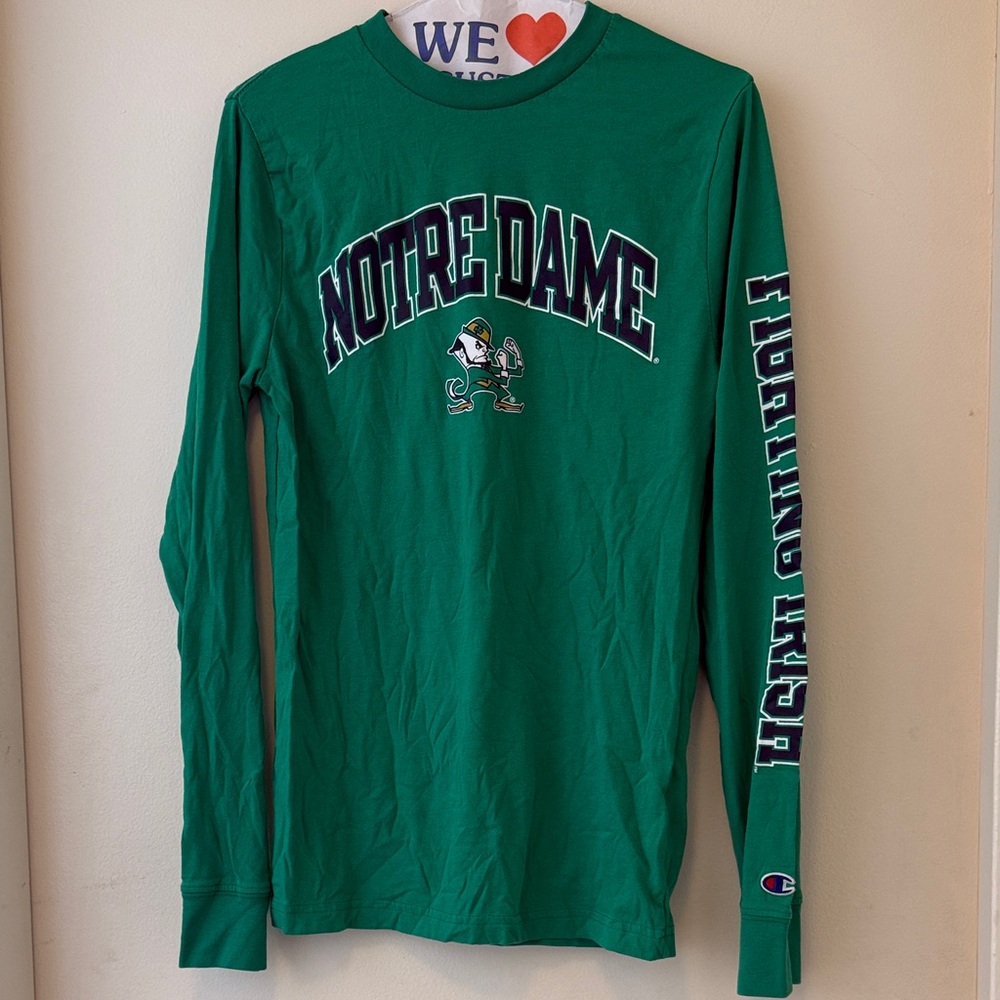Champion Notre Dame Green Long Sleeve Tee Women S
